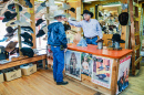 Cowboy Purchasing a Stetson Hat, USA